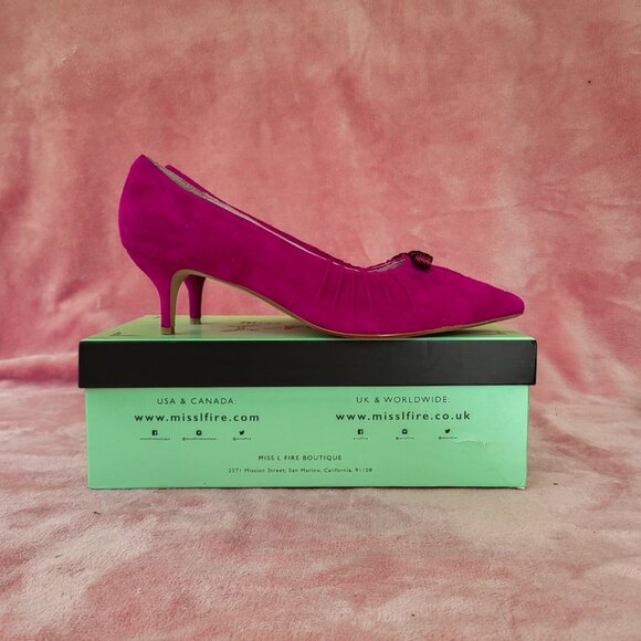Miss L Fire 'Marilyn' Pointed Toe Suede Stiletto Fuchsia Pink Size 41 / 10 - Picture 2 of 11
